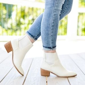 White Leather Chelsea Boots